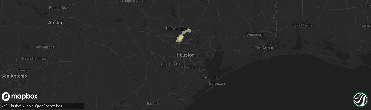 Hail map in Houston, TX on June 15, 2025