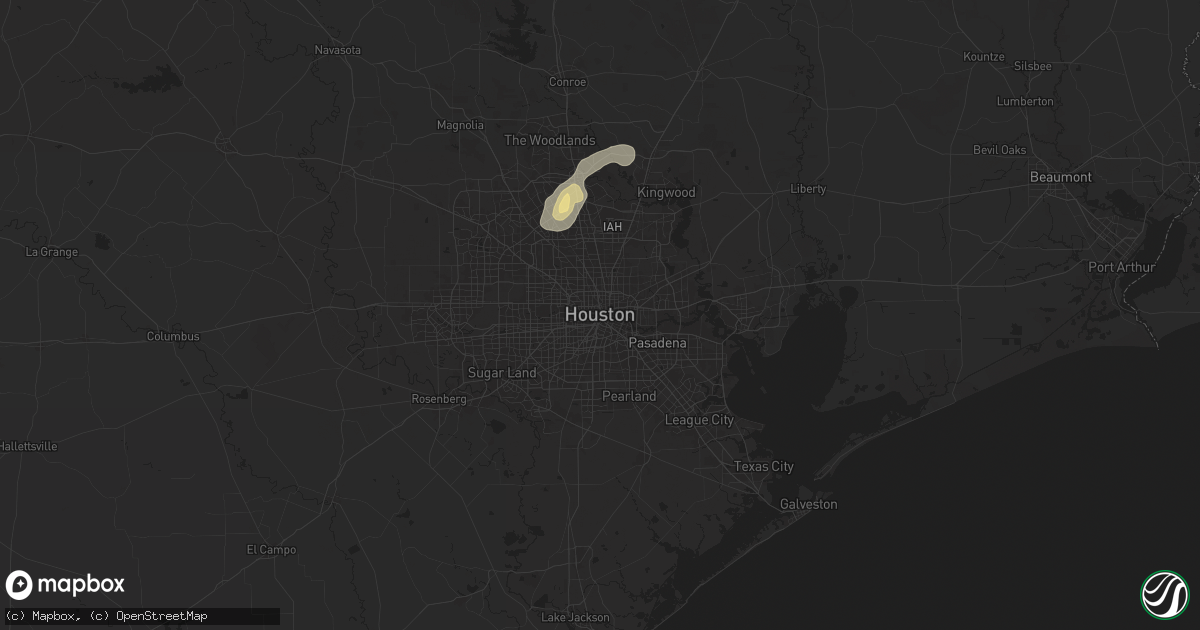 Hail map in Houston, TX on June 15, 2025