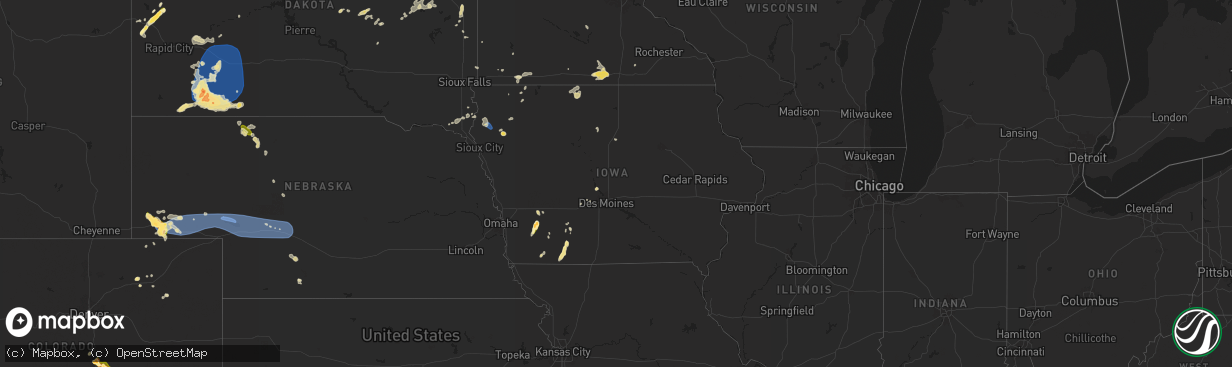 Hail map in Iowa on June 15, 2025