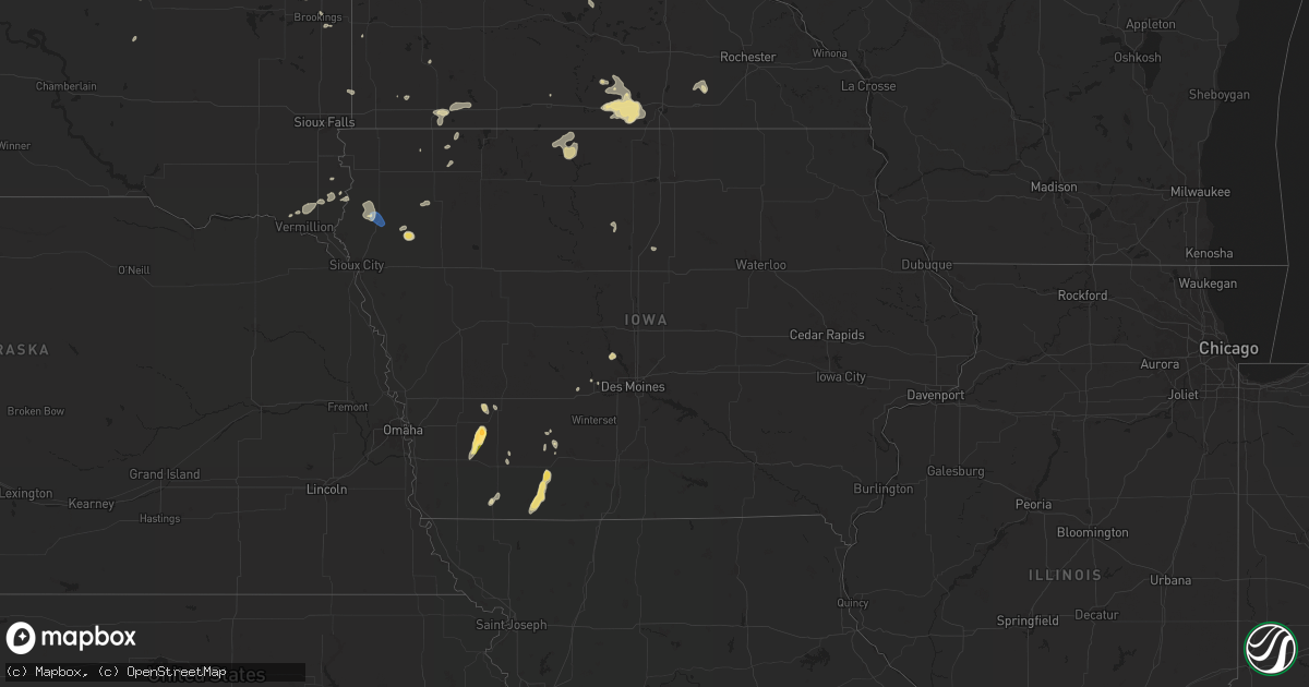 Hail map in Iowa on June 15, 2025