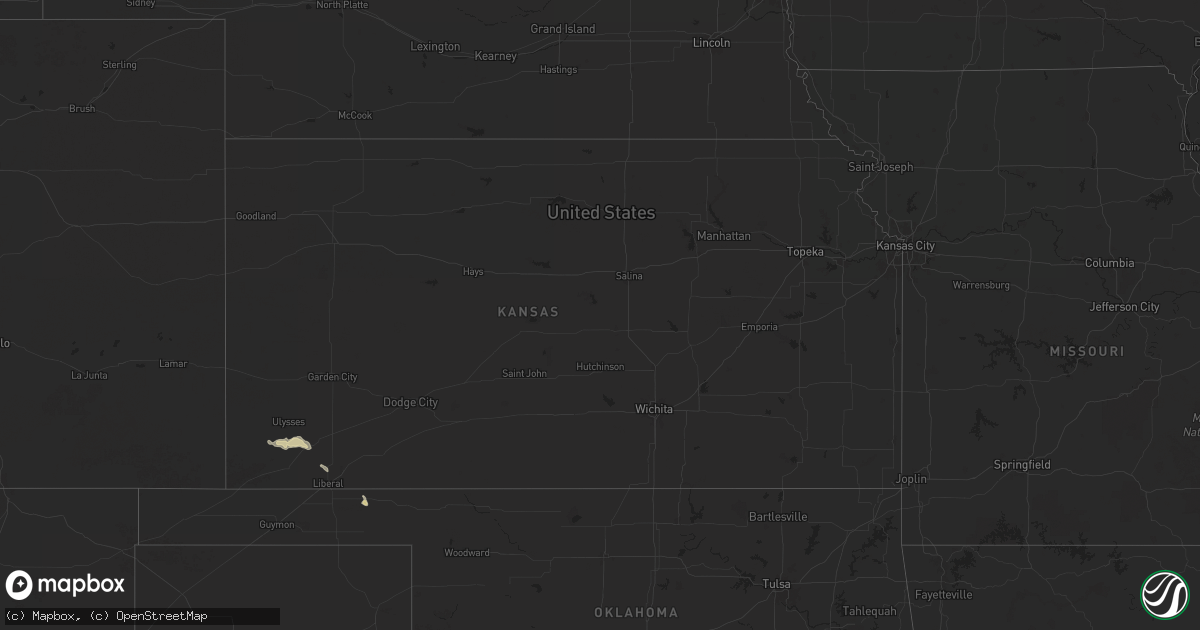 Hail map in Kansas on June 15, 2025