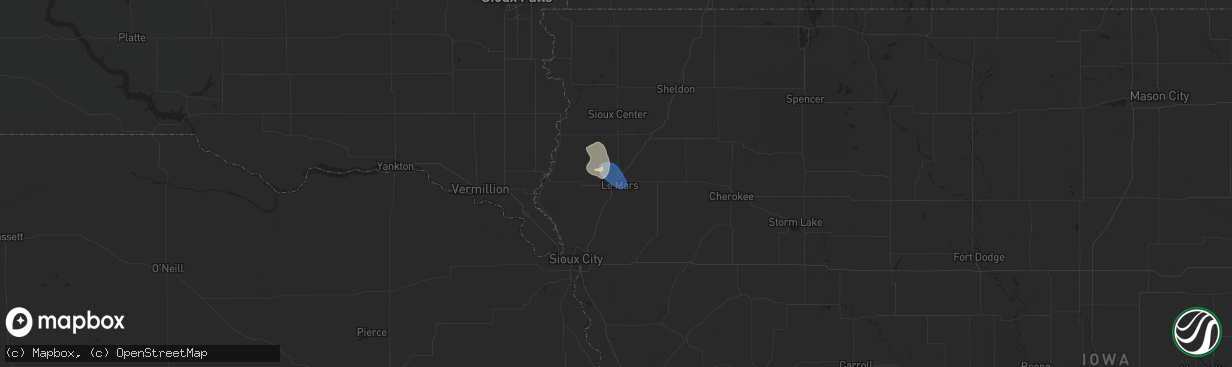 Hail map in Le Mars, IA on June 15, 2025