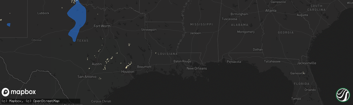 Hail map in Louisiana on June 15, 2025