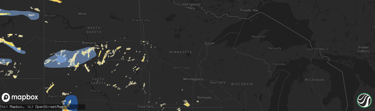 Hail map in Minnesota on June 15, 2025