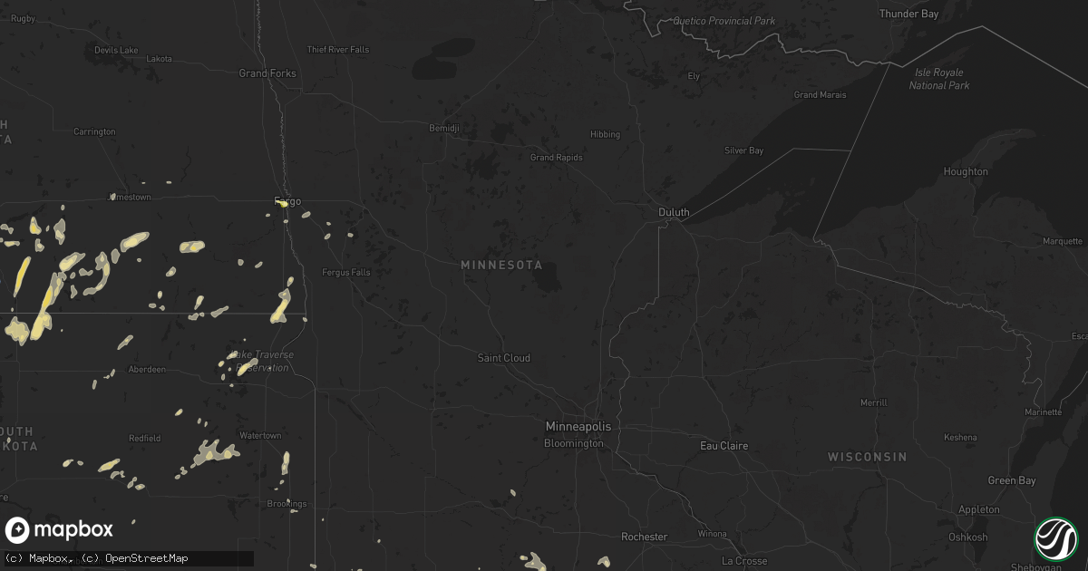 Hail map in Minnesota on June 15, 2025