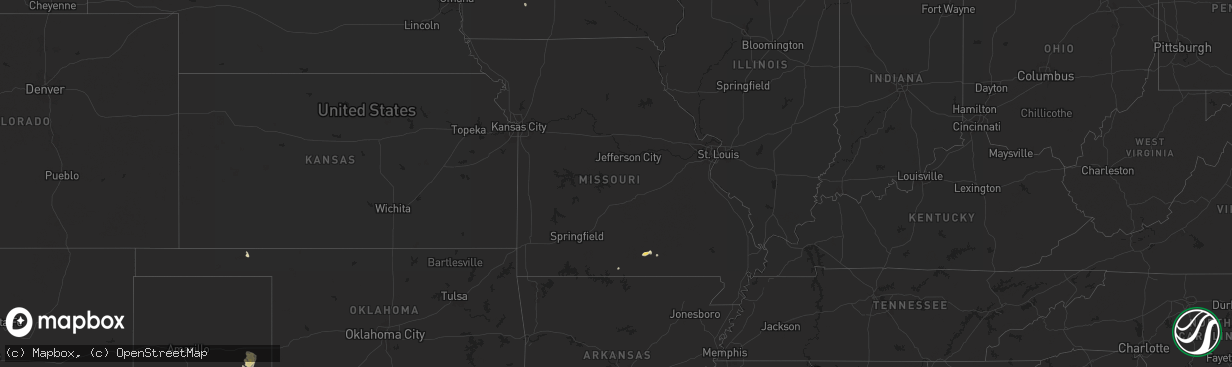 Hail map in Missouri on June 15, 2025