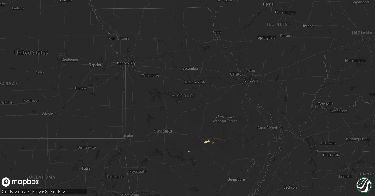 Hail map in Missouri on June 15, 2025