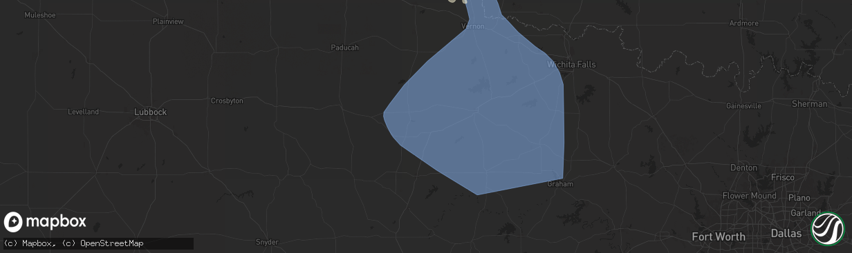 Hail map in Munday, TX on June 15, 2025