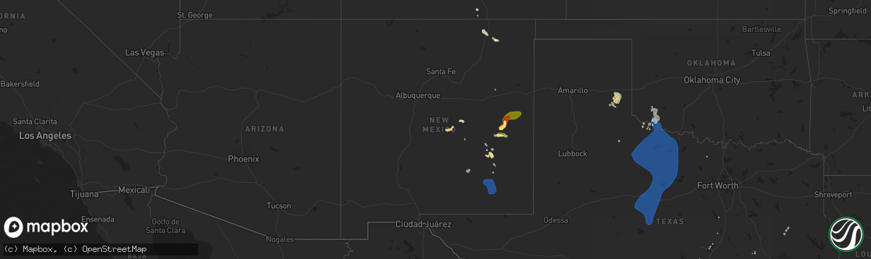 Hail map in New Mexico on June 15, 2025