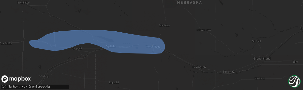 Hail map in North Platte, NE on June 15, 2025