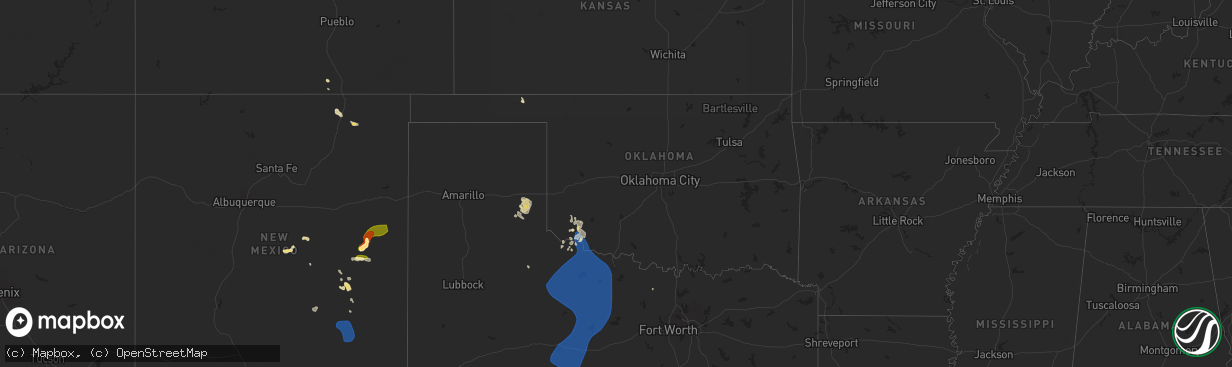 Hail map in Oklahoma on June 15, 2025