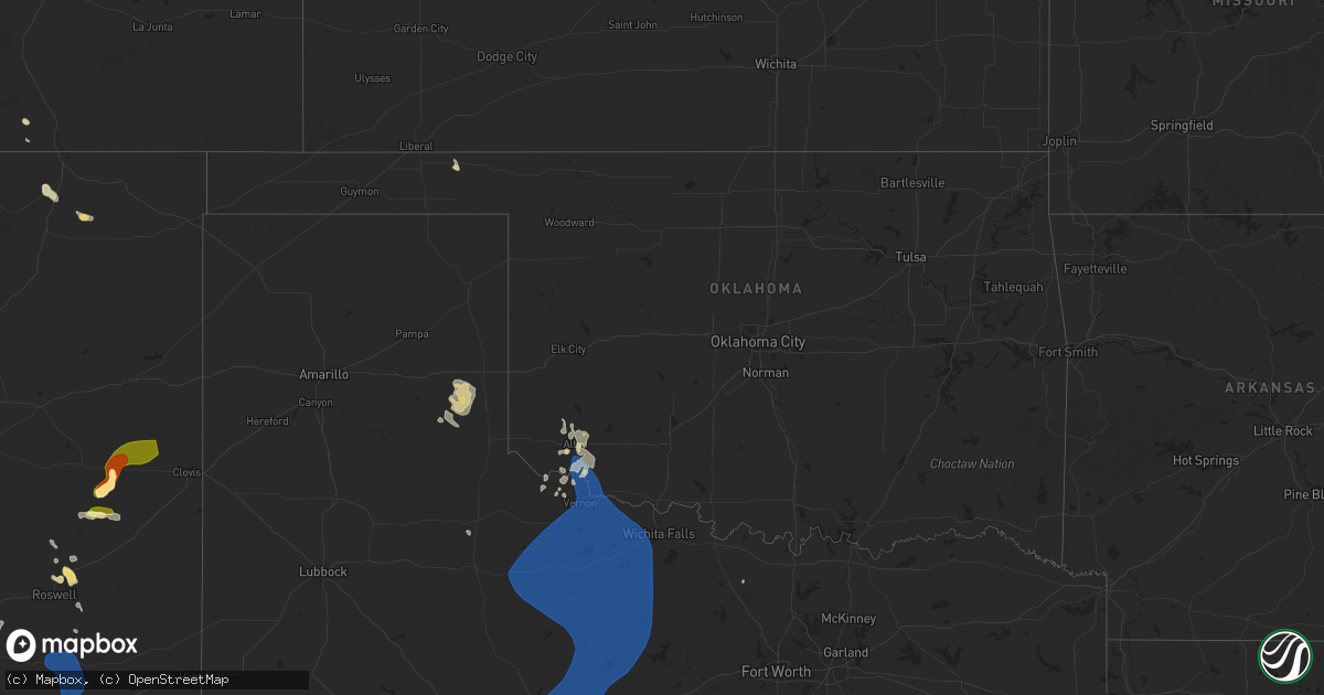Hail map in Oklahoma on June 15, 2025