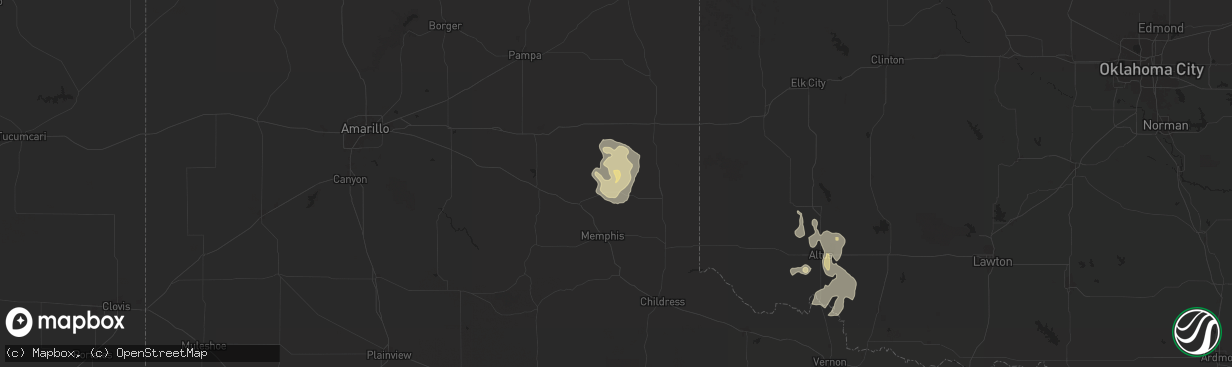 Hail map in Quail, TX on June 15, 2025