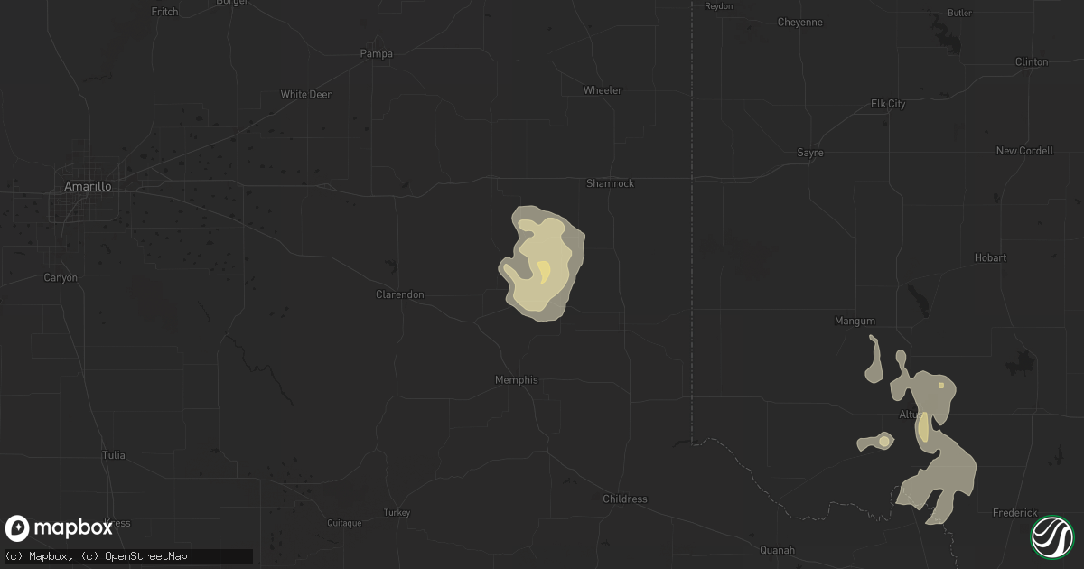 Hail map in Quail, TX on June 15, 2025
