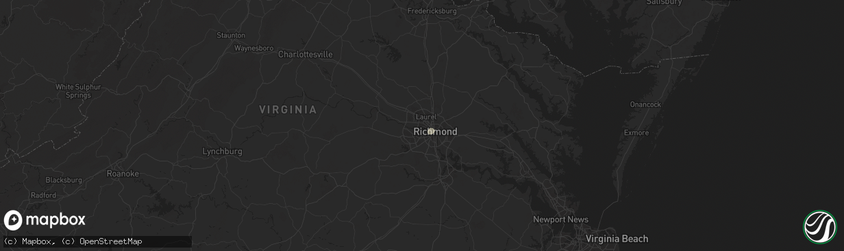Hail map in Richmond, VA on June 15, 2025