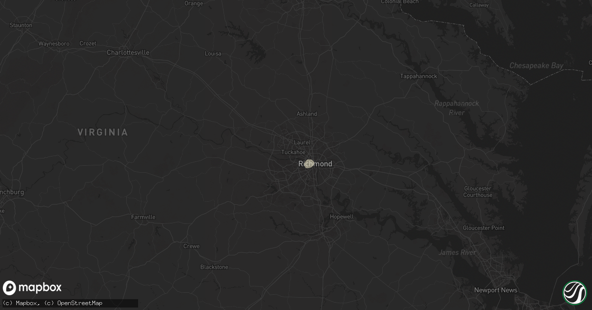 Hail map in Richmond, VA on June 15, 2025