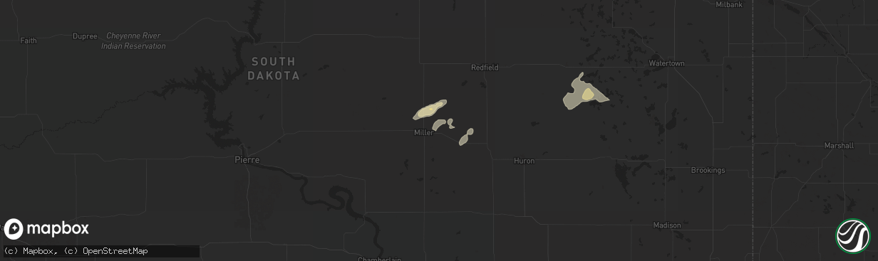 Hail map in Saint Lawrence, SD on June 15, 2025
