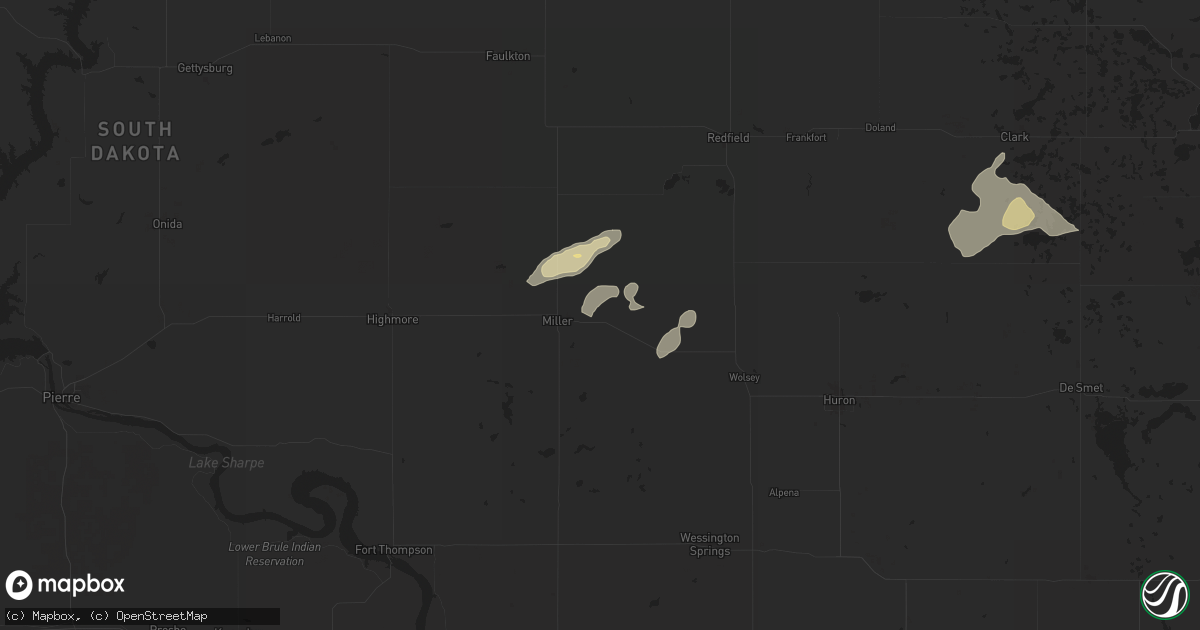 Hail map in Saint Lawrence, SD on June 15, 2025