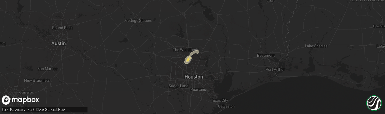 Hail map in Spring, TX on June 15, 2025