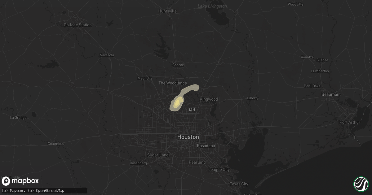 Hail map in Spring, TX on June 15, 2025