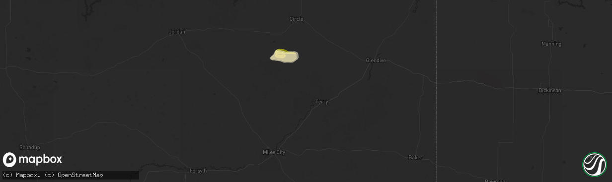 Hail map in Terry, MT on June 15, 2025