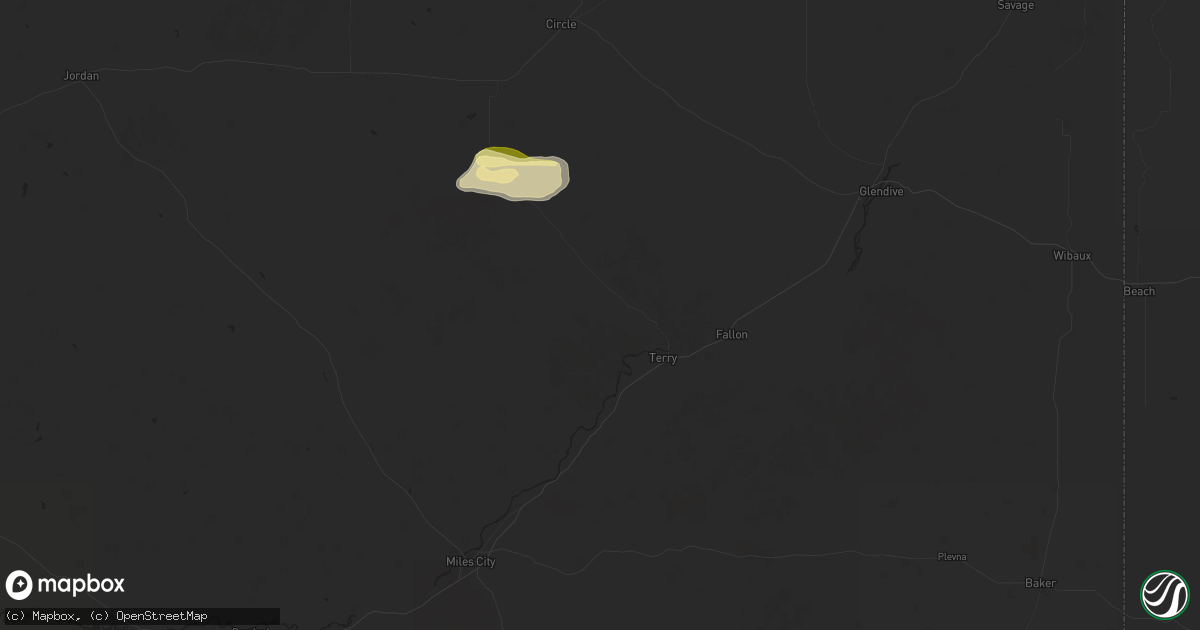 Hail map in Terry, MT on June 15, 2025