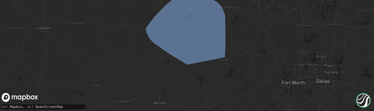 Hail map in Throckmorton, TX on June 15, 2025