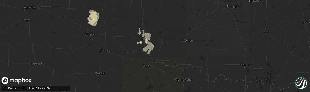 Hail map in Tipton, OK on June 15, 2025