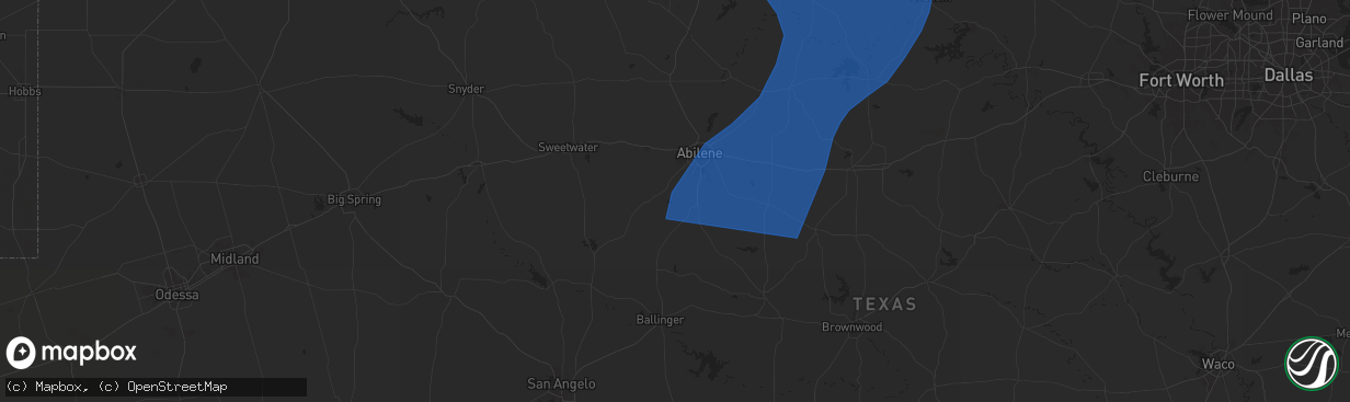 Hail map in Tuscola, TX on June 15, 2025