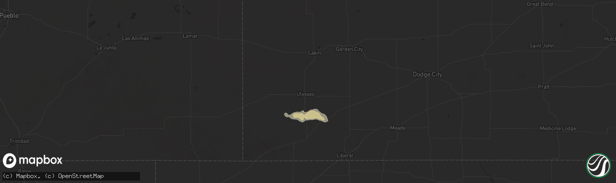 Hail map in Ulysses, KS on June 15, 2025