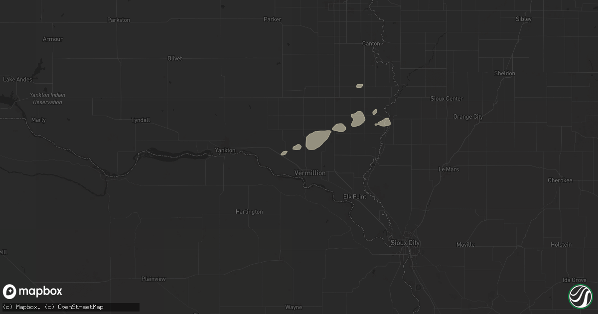 Hail map in Vermillion, SD on June 15, 2025