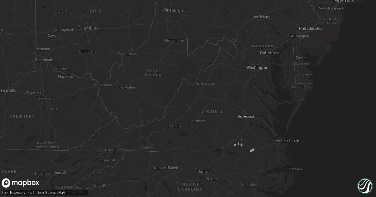 Hail map in Virginia on June 15, 2025