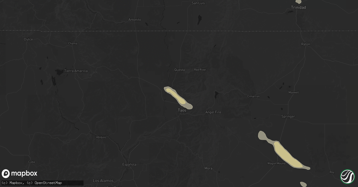 Hail map in Arroyo Seco, NM on June 15, 2026