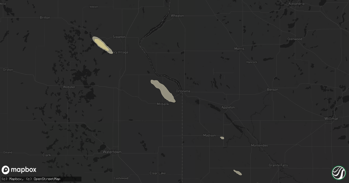Hail map in Big Stone City, SD on June 15, 2026