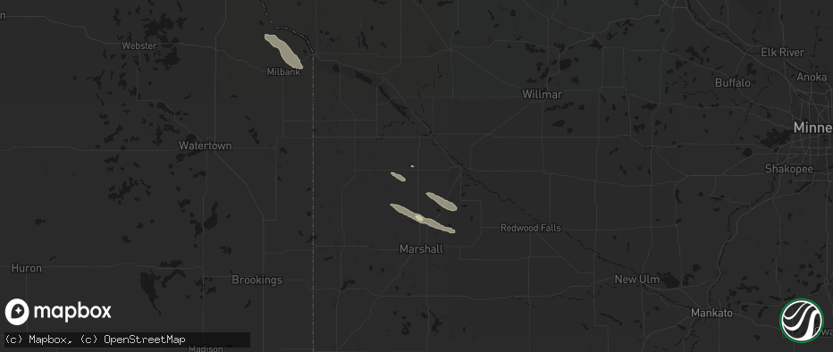 Hail map in Clarkfield, MN on June 15, 2026