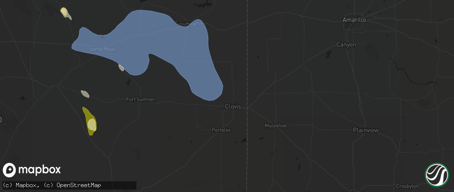 Hail map in Clovis, NM on June 15, 2026