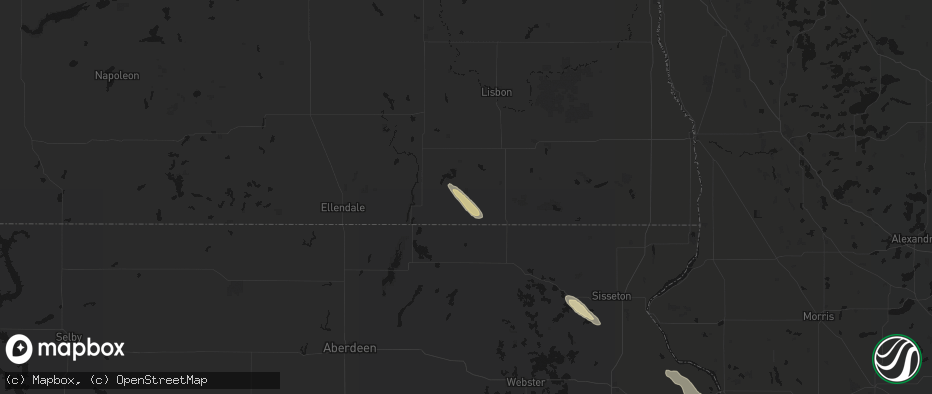 Hail map in Cogswell, ND on June 15, 2026