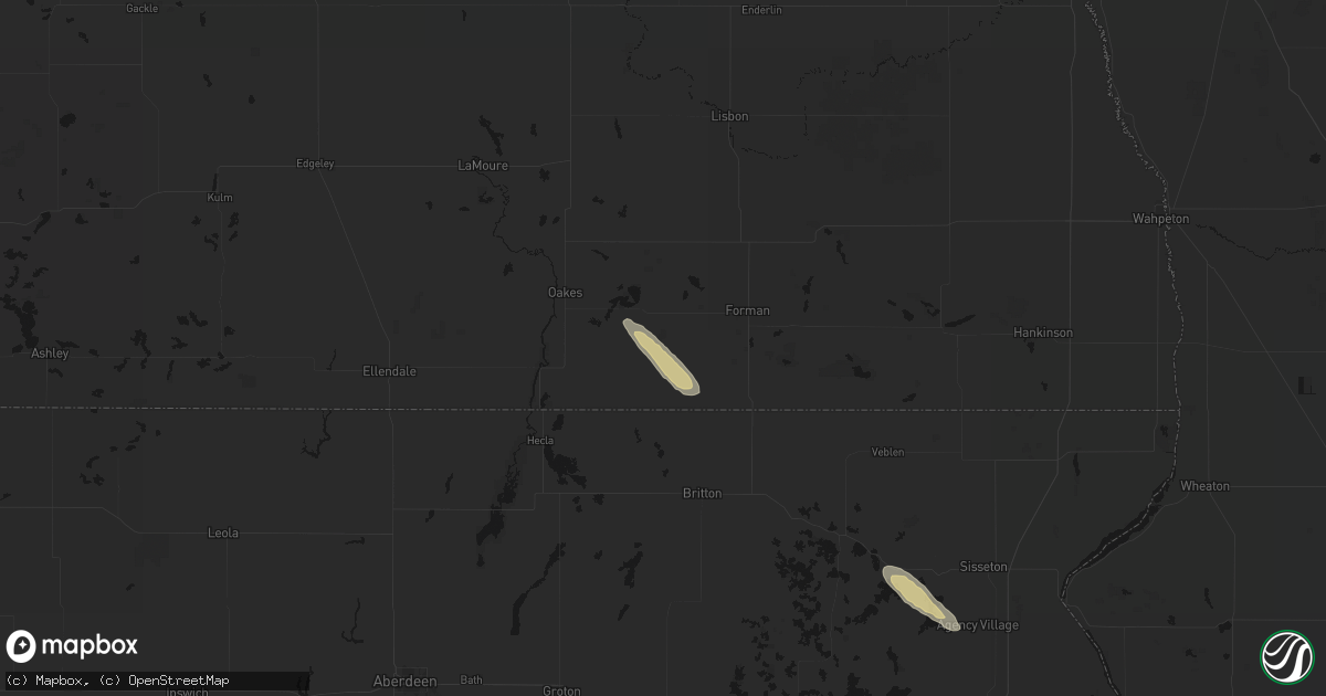 Hail map in Cogswell, ND on June 15, 2026