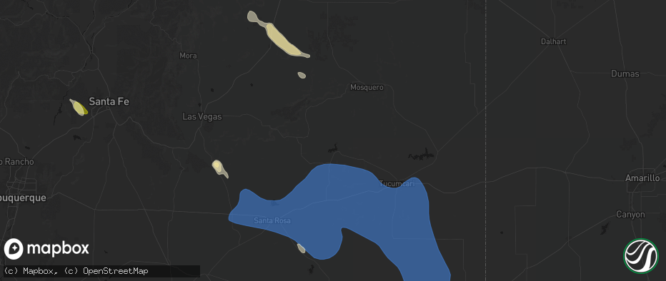 Hail map in Conchas Dam, NM on June 15, 2026