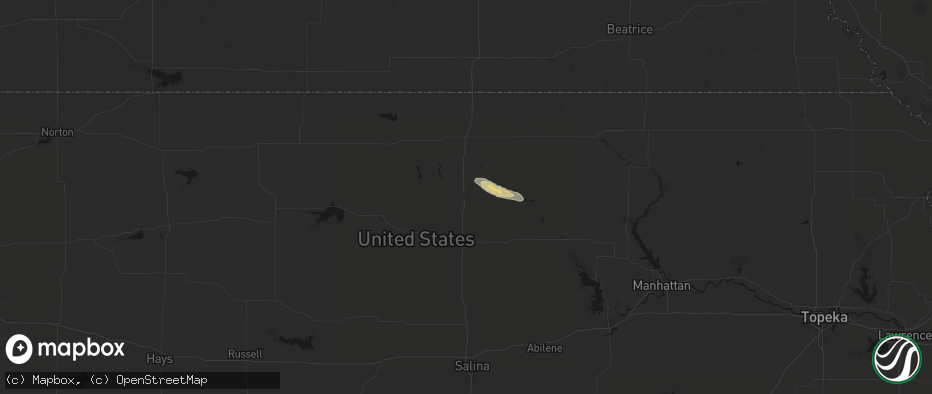 Hail map in Concordia, KS on June 15, 2026