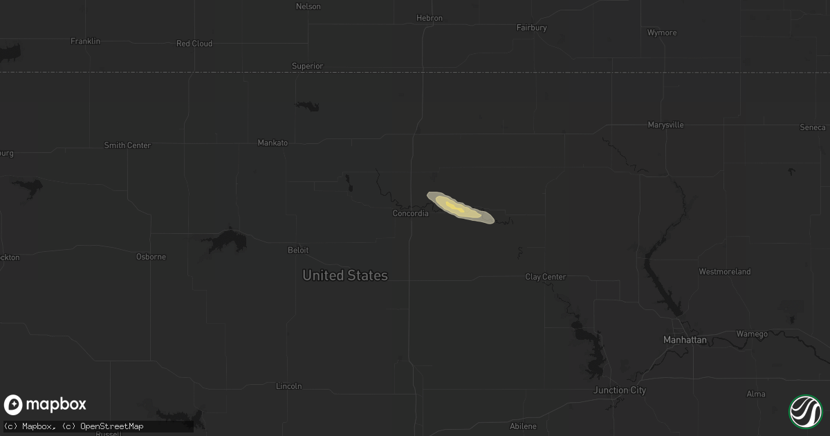 Hail map in Concordia, KS on June 15, 2026