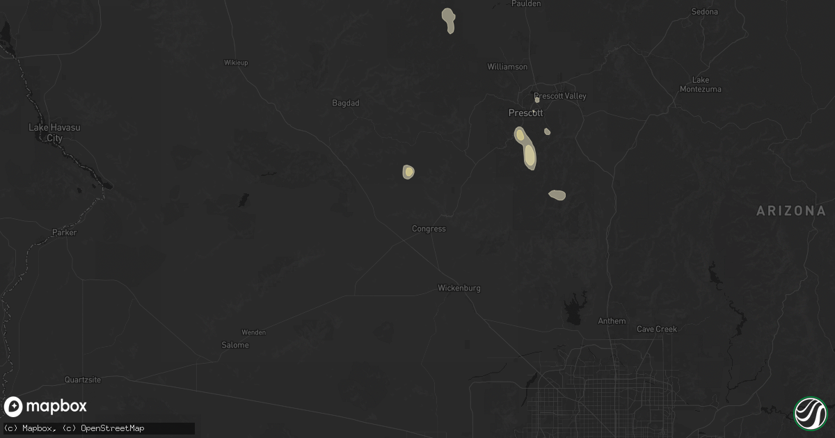 Hail map in Congress, AZ on June 15, 2026