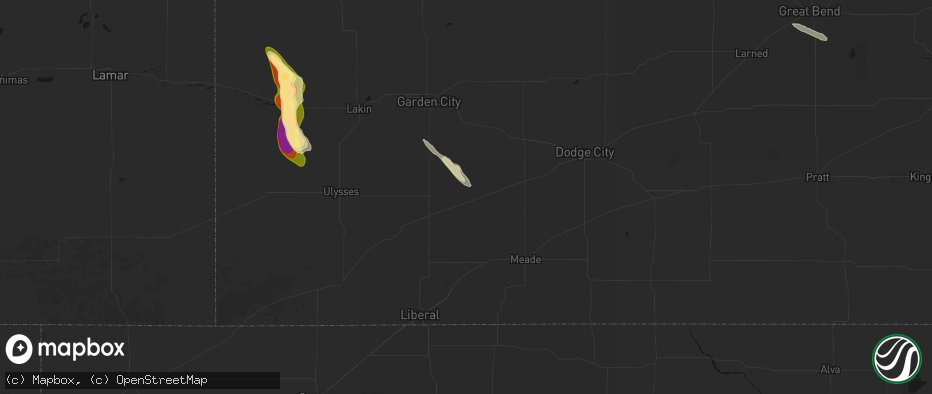 Hail map in Copeland, KS on June 15, 2026