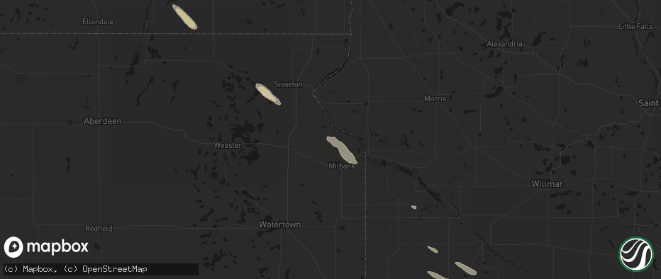 Hail map in Corona, SD on June 15, 2026