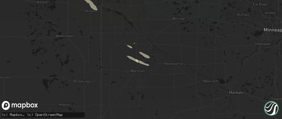 Hail map in Cottonwood, MN on June 15, 2026