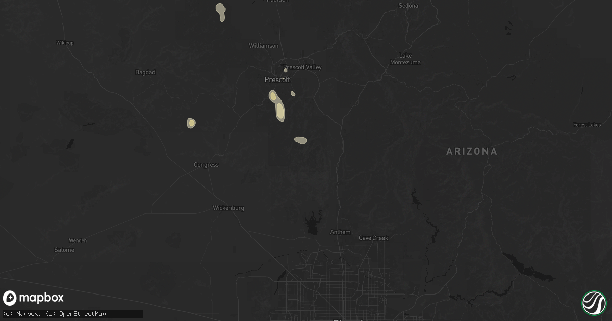 Hail map in Crown King, AZ on June 15, 2026
