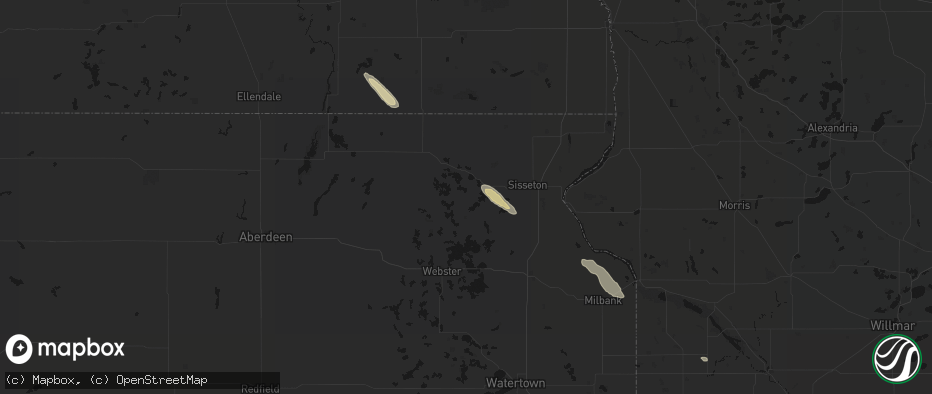 Hail map in Eden, SD on June 15, 2026