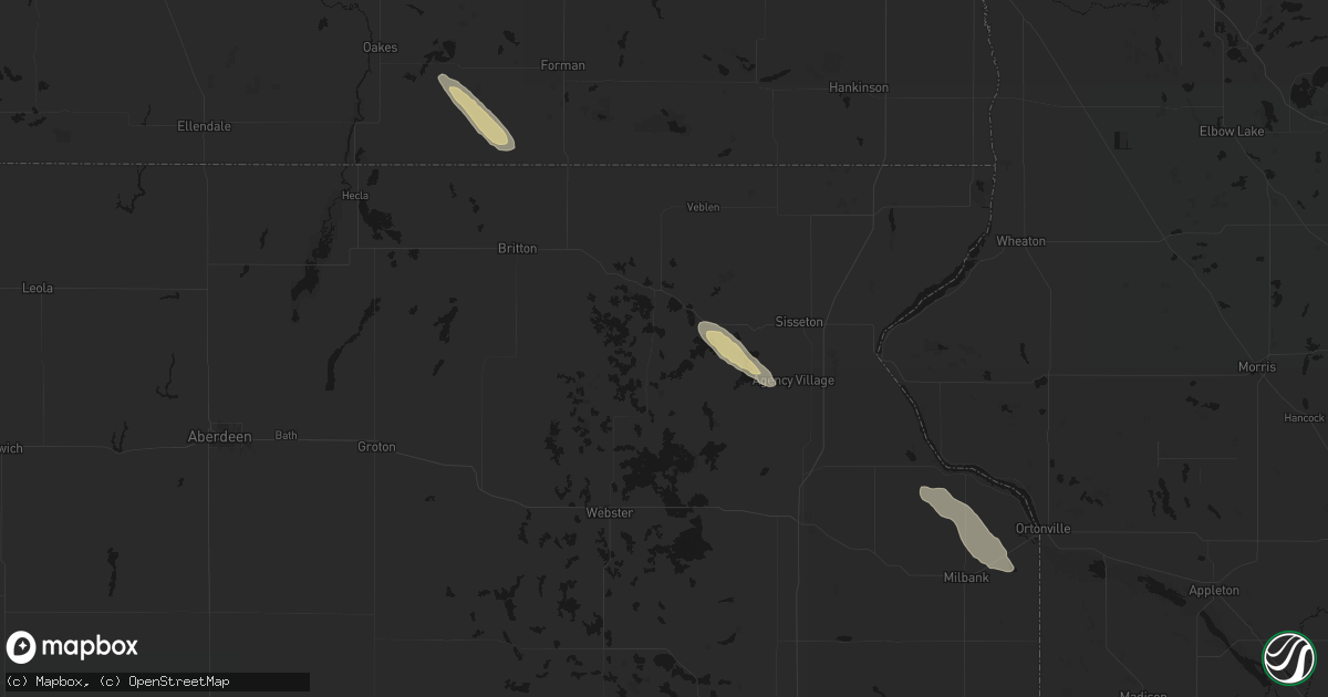 Hail map in Eden, SD on June 15, 2026