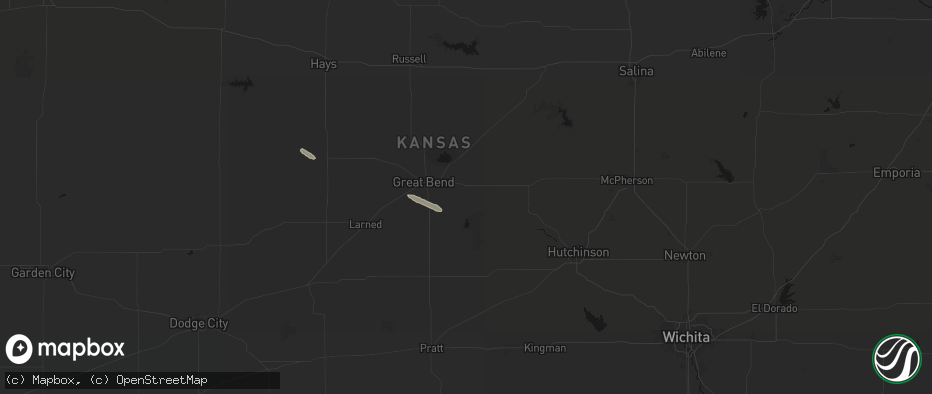 Hail map in Ellinwood, KS on June 15, 2026