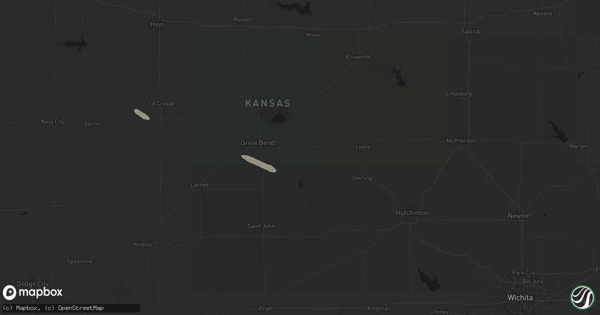Hail map in Ellinwood, KS on June 15, 2026